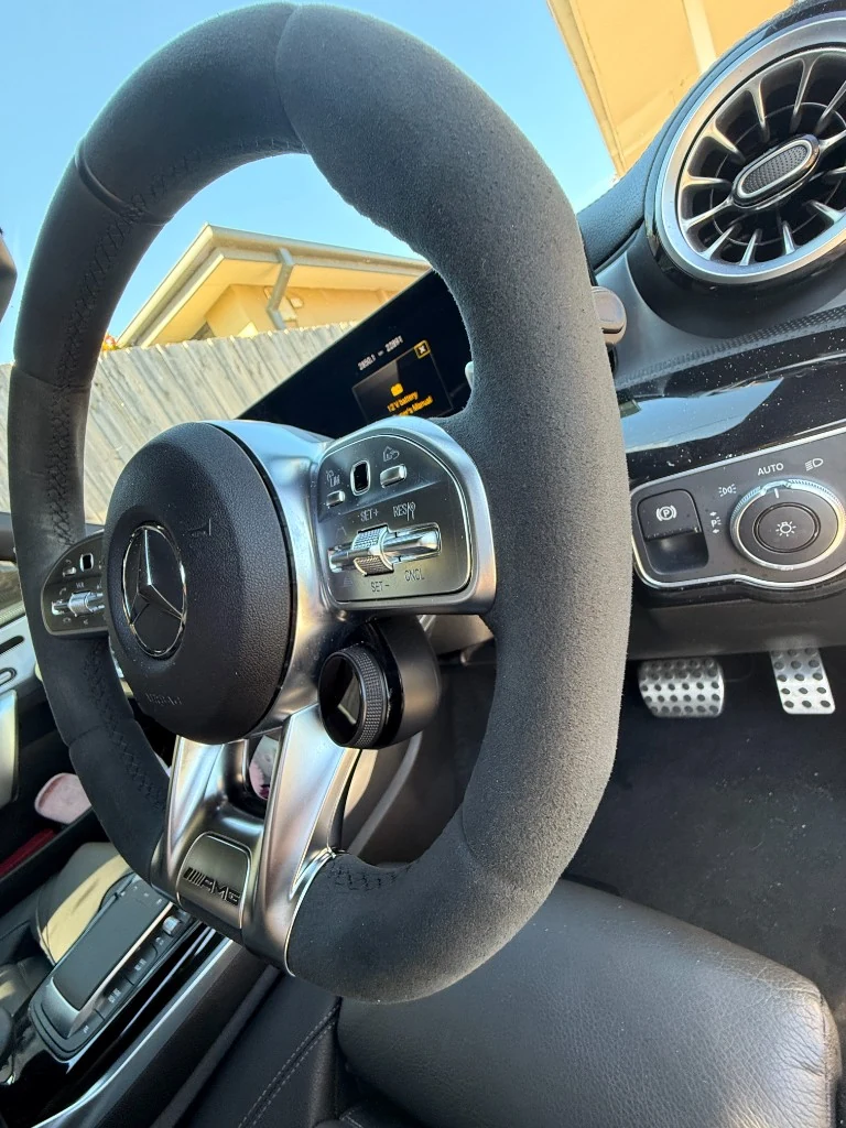 After: Mercedes-Benz AMG CLA 45S Alcantara Steering Wheel Restoration