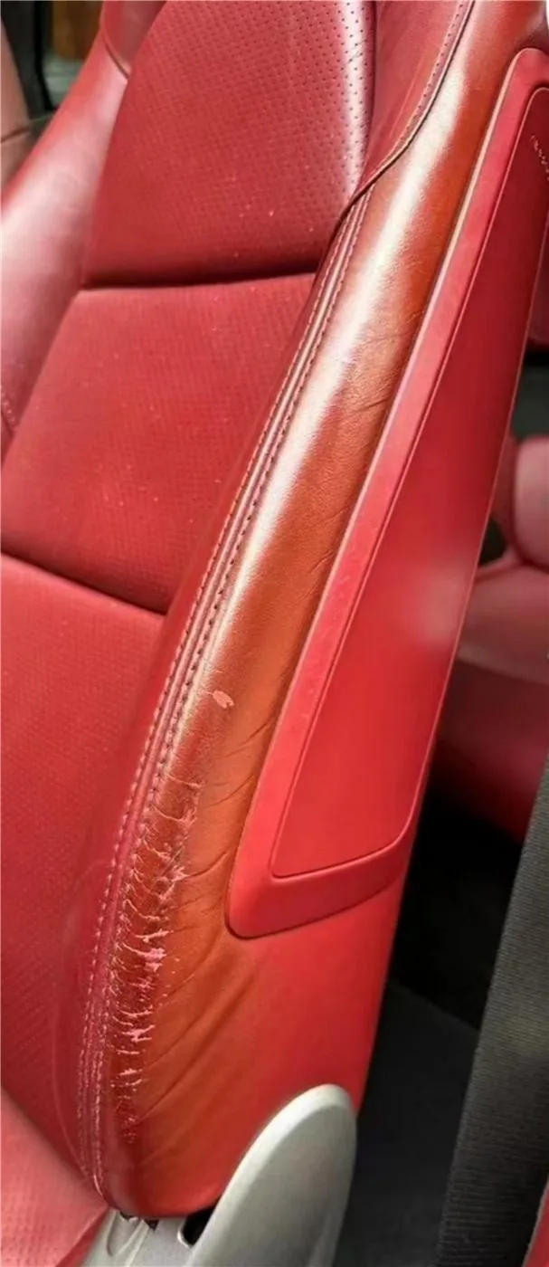 Before: Porsche 911 Seat Backrest Bolster Wear Repair